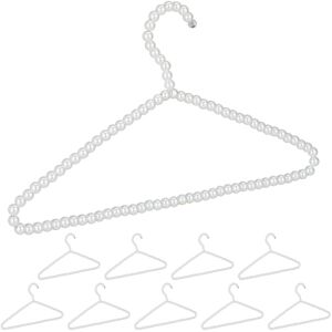 Relaxdays 30x Set Of Coat Hangers Perle Design Wardrobe Storage Shirt Holder Plastic White Relaxdays 30x Set Of Coat Hangers Perle Design Wardrobe Storage Shirt Holder Plastic White