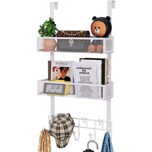 Over The Door Organizer 9 Coat Hooks And 2 Baskets Stainless Steel Rustproof Whi Over The Door Organizer 9 Coat Hooks And 2 Baskets Stainless Steel Rustproof Whi