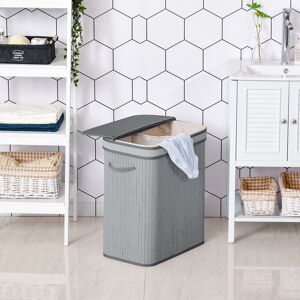 Homcom 100l Wooden Laundry Basket 2 Compartments Flip Lid Removable Lining Handles Grey Homcom 100l Wooden Laundry Basket 2 Compartments Flip Lid Removable Lining Handles Grey