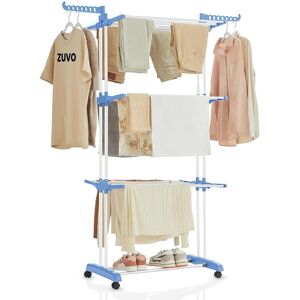 Zuvo 4 Tier-Blue Foldable Airer-Heavy Duty Stainless Steel-Perfect Indoor & Outd Zuvo 4 Tier-Blue Foldable Airer-Heavy Duty Stainless Steel-Perfect Indoor & Outd