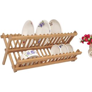 Collapsible 20 Grid 2-Tier Dish Drainer Kitchen Plate Rackwood Dish Drying Collapsible 20 Grid 2-Tier Dish Drainer Kitchen Plate Rackwood Dish Drying