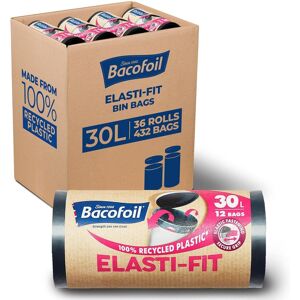 Bacofoil Elasti-Fit Bin Bag Liners Drawstring Handles 30l 36 Rolls 432 Bags Bacofoil Elasti-Fit Bin Bag Liners Drawstring Handles 30l 36 Rolls 432 Bags