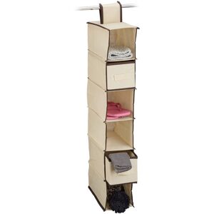 Relaxdays Hanging Fabric Shelf 6 Compartments Beige Hanging Organiser Fabric Storage Rack Relaxdays Hanging Fabric Shelf 6 Compartments Beige Hanging Organiser Fabric Storage Rack