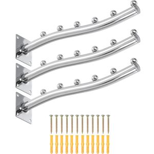 Uxcell 3 Pcs 11.81 Inch Wall Mount Clothes Hanger, Clothes Drying Rack, Silver Uxcell 3 Pcs 11.81 Inch Wall Mount Clothes Hanger, Clothes Drying Rack, Silver