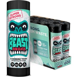 Beast Bin Bags, 10 Rolls Of 10 X 70 Litre Bags (Total 100 Bags) - Made From 100 Beast Bin Bags, 10 Rolls Of 10 X 70 Litre Bags (Total 100 Bags) - Made From 100