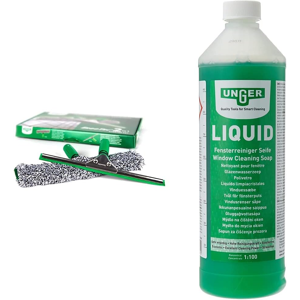 Unger 2-In-1 Window Cleaner Kit: Squeegee, Microfiber & 1l Soap Unger 2-In-1 Window Cleaner Kit: Squeegee, Microfiber & 1l Soap