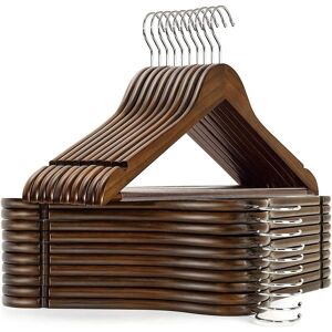 Wooden Coat Hangers 44.5cm Space Saving Non Slip Bar Retro Brown Amber Home Wooden Coat Hangers 44.5cm Space Saving Non Slip Bar Retro Brown Amber Home