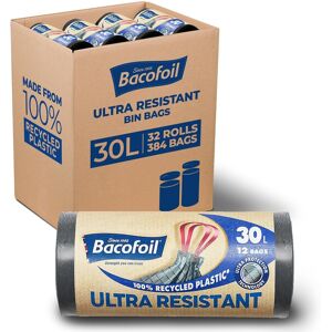 Bacofoil Ultra Resistant Bin Liners Drawstring Handle 30l Bags 32 Rolls 384 Bags Bacofoil Ultra Resistant Bin Liners Drawstring Handle 30l Bags 32 Rolls 384 Bags