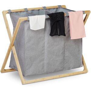 Relaxdays Sorting Hamper Foldable Laundry Basket Sections Large Bamboo Frame 57.5x69x38cm Relaxdays Sorting Hamper Foldable Laundry Basket Sections Large Bamboo Frame 57.5x69x38cm