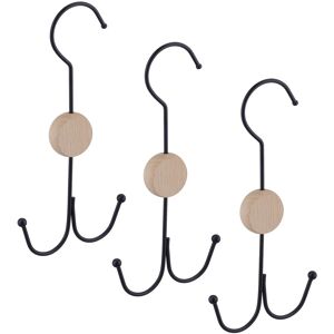 Relaxdays Belt Holder Set Of 6 Wardrobe Handbag Hanger Black Hooks 21.5x11x1.5cm Iron Wood Relaxdays Belt Holder Set Of 6 Wardrobe Handbag Hanger Black Hooks 21.5x11x1.5cm Iron Wood