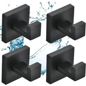 Does Not Apply 4pcs Black Bathroom Towel Hooks - Heavy Duty Wall Hook Towel Robe Hanger - Stain Does Not Apply 4pcs Black Bathroom Towel Hooks - Heavy Duty Wall Hook Towel Robe Hanger - Stain