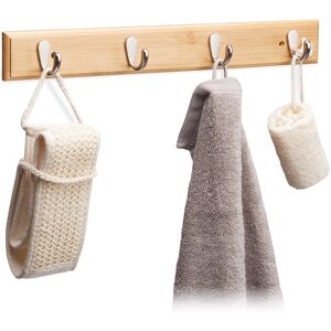 Relaxdays Natural Bamboo Coat Rack Slim Towel Holder Decorative Hook Bar 4 Hooks 15 Kg Relaxdays Natural Bamboo Coat Rack Slim Towel Holder Decorative Hook Bar 4 Hooks 15 Kg