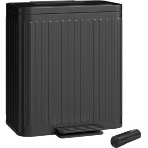 Homcom 2 X 20l Double Rubbish Bin, Pedal Bin With Rubbish Bags, Black Homcom 2 X 20l Double Rubbish Bin, Pedal Bin With Rubbish Bags, Black