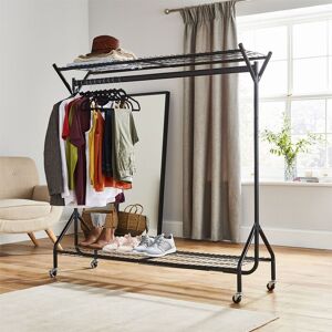 Direct Online Houseware Clothing Rail Heavy Duty 5ft X 5ft Hanging Clothes Shoe Hat Rack Shelves Wheels Direct Online Houseware Clothing Rail Heavy Duty 5ft X 5ft Hanging Clothes Shoe Hat Rack Shelves Wheels