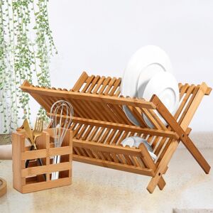 Foribyw Dish Drying Rack 2 Tier Bamboo Dishes Drainer Rack 20 Slots Bowl And Pl Foribyw Dish Drying Rack 2 Tier Bamboo Dishes Drainer Rack 20 Slots Bowl And Pl