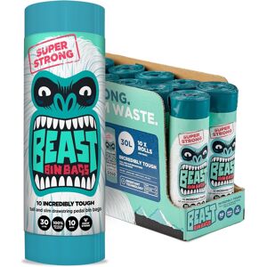 Beast Bin Bags, 10 Rolls Of 10 X 30 Litre Bags (Total 100 Bags) - Made From 100 Beast Bin Bags, 10 Rolls Of 10 X 30 Litre Bags (Total 100 Bags) - Made From 100