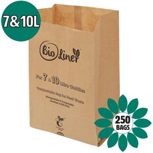 Bioliner 7l & 10l - 250 X Paper Compostable Brown Caddy Food Waste Bin Liners/bin Bags Bioliner 7l & 10l - 250 X Paper Compostable Brown Caddy Food Waste Bin Liners/bin Bags