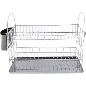 .›2 Tier Dish Drying Rack Stainless Steel Double Layers Dish Drainer With Cutler .›2 Tier Dish Drying Rack Stainless Steel Double Layers Dish Drainer With Cutler