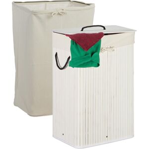 Relaxdays 3 X Bamboo Laundry Basket, Rectangular Laundry Box, Laundry Collector White Relaxdays 3 X Bamboo Laundry Basket, Rectangular Laundry Box, Laundry Collector White