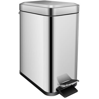 Rectangular Pedal Bin With Soft-Close Lid For Home 5l Compact By Buckingham Rectangular Pedal Bin With Soft-Close Lid For Home 5l Compact By Buckingham