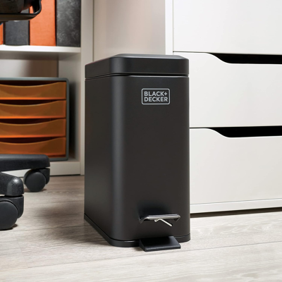 Branded Bxbn0007e 5l Black Pedal Bin With Soft Close Lid, Stainless Steel, 30cm X 14cm X Branded Bxbn0007e 5l Black Pedal Bin With Soft Close Lid, Stainless Steel, 30cm X 14cm X