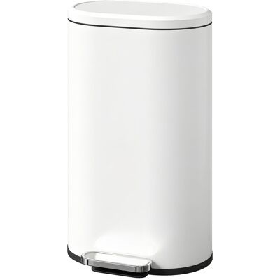 Homcom Slim Rectangular Pedal Bin With Soft-Close Lid, 30l Kitchen Bin Cream Homcom Slim Rectangular Pedal Bin With Soft-Close Lid, 30l Kitchen Bin Cream
