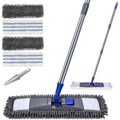 Mastertop Microfibre Mop, Flat Mop With 4 Reusable Pads, Long Handled Floor M... Mastertop Microfibre Mop, Flat Mop With 4 Reusable Pads, Long Handled Floor M...
