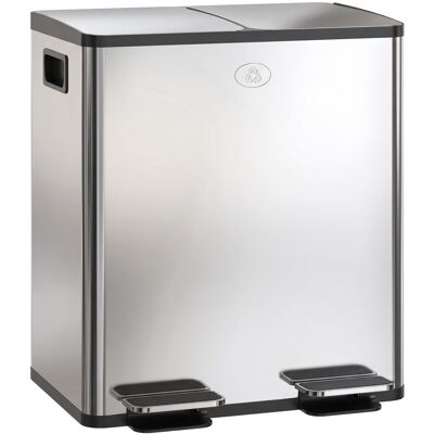 Homcom 2 X 20l Dual Kitchen Bin Pedal Bin For Recycling And Waste, Silver Homcom 2 X 20l Dual Kitchen Bin Pedal Bin For Recycling And Waste, Silver
