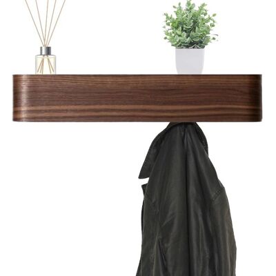 Magna Retail Wall Mounted Coat Rack 5 Hidden Hooks Top Shelf Clothes Key Hanger Walnut Veneer Magna Retail Wall Mounted Coat Rack 5 Hidden Hooks Top Shelf Clothes Key Hanger Walnut Veneer
