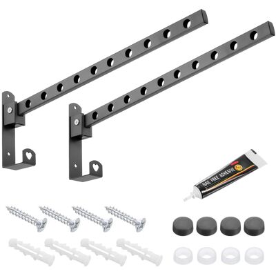 Uxcell Wall Mount Clothes Hanger, 15 Inch Clothes Drying Rack Coat Hooks, Grey Uxcell Wall Mount Clothes Hanger, 15 Inch Clothes Drying Rack Coat Hooks, Grey