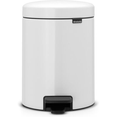 Brabantia 112065 Pedal Bin Newicon With Plastic Inner Bucket, 5 Litre - White Brabantia 112065 Pedal Bin Newicon With Plastic Inner Bucket, 5 Litre - White