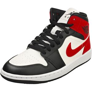 Nike Air Jordan 1 Mid Womens Fashion Trainers In Black White Red - 4 Uk Nike Air Jordan 1 Mid Womens Fashion Trainers In Black White Red - 4 Uk