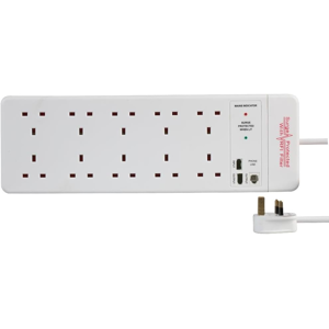 Does Not Apply Pelb1641 10 Gang Surge Protected Extension Lead, White 2m Does Not Apply Pelb1641 10 Gang Surge Protected Extension Lead, White 2m