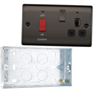 Bg Nexus Nbn70b Black Nickel Dp Cooker Single Plug Socket Power Indicator - Electrical Socket Bg Nexus Nbn70b Black Nickel Dp Cooker Single Plug Socket Power Indicator - Electrical Socket