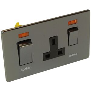 Crabtree - Black Nickel 45a Dp Cooker Switch With 13a Socket & Neon Crabtree - Black Nickel 45a Dp Cooker Switch With 13a Socket & Neon