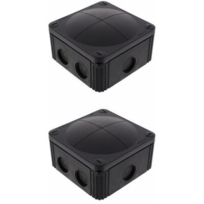 Wiska Black Combi 607 Junction Box - Pack of 2, 110x110x66mm Wiska Black Combi 607 Junction Box - Pack of 2, 110x110x66mm