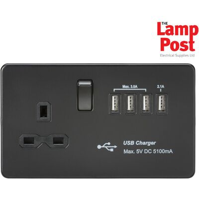 Knightsbridge Lighting - SFR7USB4MBB - Socket Knightsbridge Lighting - SFR7USB4MBB - Socket