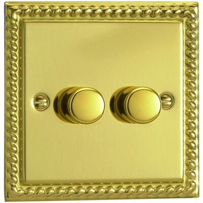 Varilight Classic V-Pro Georgian Brass 2-Gang LED Dimmer Switch Varilight Classic V-Pro Georgian Brass 2-Gang LED Dimmer Switch
