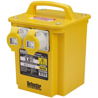 Defender E203010 110v 3kva Portable Transformer, 16a Defender E203010 110v 3kva Portable Transformer, 16a