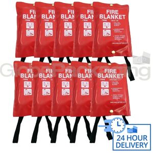 Globe 10 X Quality Quick Release Large Fire Blankets 1m X 1m - Home Workplace Kitchen Globe 10 X Quality Quick Release Large Fire Blankets 1m X 1m - Home Workplace Kitchen