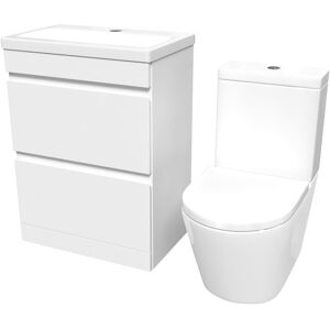 Willesden Bathrooms White 600mm 2 Drawers Freestanding Basin Vanity & Close Coupled Toilet Willesden Bathrooms White 600mm 2 Drawers Freestanding Basin Vanity & Close Coupled Toilet
