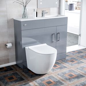 Nes Home Grey 1000mm Freestanding Slimline Vanity Basin Wc Unit & Btw Toilet Nes Home Grey 1000mm Freestanding Slimline Vanity Basin Wc Unit & Btw Toilet