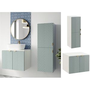 Impact Furniture Bathroom Cabinet Set 600mm Vanity Unit Tall Storage Wall Hung Fluted Green Cara Impact Furniture Bathroom Cabinet Set 600mm Vanity Unit Tall Storage Wall Hung Fluted Green Cara