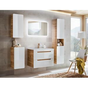 Impact Bathroom Cabinet Set 800mm Vanity Unit Basin 4 Wall Units White Gloss Oak Aruba Impact Bathroom Cabinet Set 800mm Vanity Unit Basin 4 Wall Units White Gloss Oak Aruba