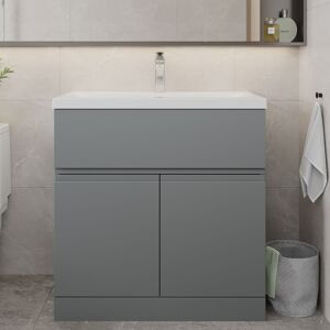 Hudson Reed Urban Floor Standing 2-Door Vanity Unit & Basin 4 Satin Grey - 800mm Hudson Reed Urban Floor Standing 2-Door Vanity Unit & Basin 4 Satin Grey - 800mm