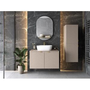 Impact Furniture Bathroom Cabinet Set Vanity 800mm Countertop Sink Tall Wall Unit Cashmere Cara Impact Furniture Bathroom Cabinet Set Vanity 800mm Countertop Sink Tall Wall Unit Cashmere Cara