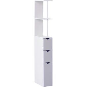 Homcom Tall Bathroom Storage Cabinet With Shelf And Drawers, White, Grey Homcom Tall Bathroom Storage Cabinet With Shelf And Drawers, White, Grey