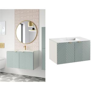 Impact Furniture Bathroom Vanity Unit 800mm Sink Basin Modern Wall Hung Cabinet Ribbed Green Cara Impact Furniture Bathroom Vanity Unit 800mm Sink Basin Modern Wall Hung Cabinet Ribbed Green Cara