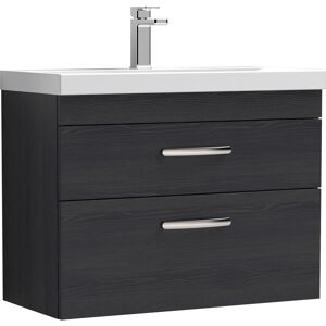 Nuie Athena Wall Hung 2-Drawer Vanity Unit With Basin 1 Charcoal Woodgrain 800mm Nuie Athena Wall Hung 2-Drawer Vanity Unit With Basin 1 Charcoal Woodgrain 800mm