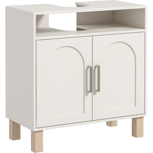 Homcom Under Sink Bathroom Cabinet For Basin Without Pedestal, Cream White Homcom Under Sink Bathroom Cabinet For Basin Without Pedestal, Cream White